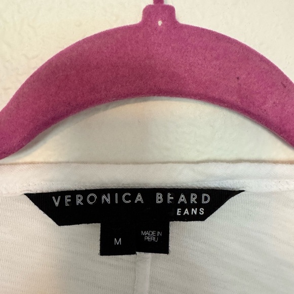 Veronica Beard White Pima Cotton Scoop Long Sleeve Gold Buttons Medium FLAWED - Picture 3 of 8